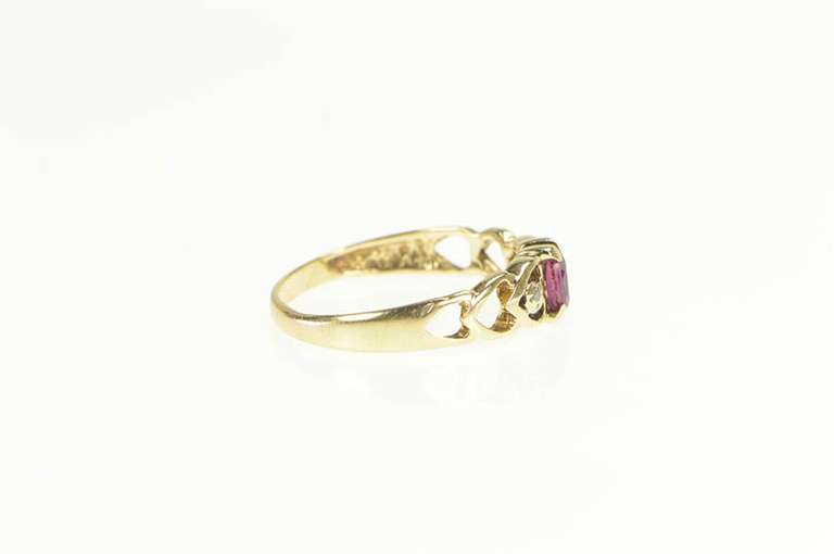 10K Yellow Gold Oval Natural Ruby Diamond Accent Heart Ring