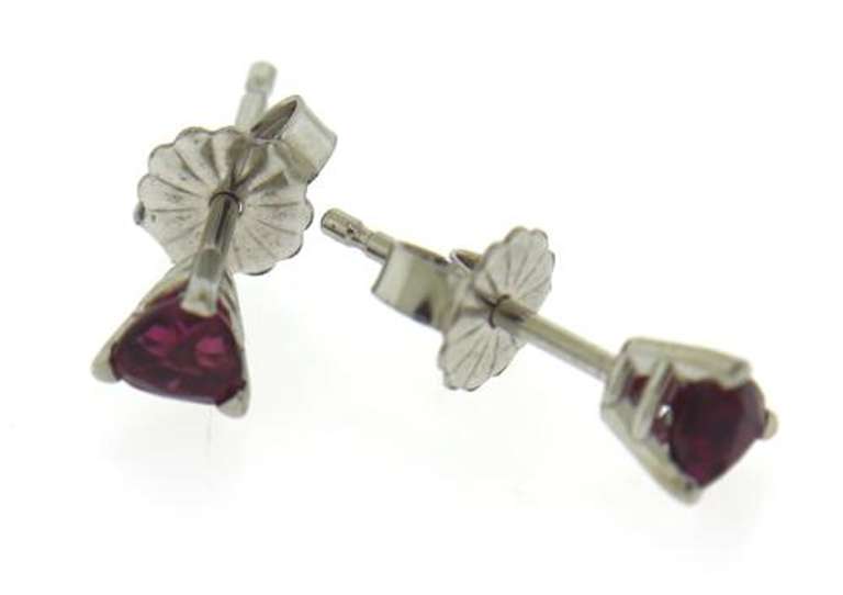 White Gold .65ct Trillion Pink Spinel Stud Earrings