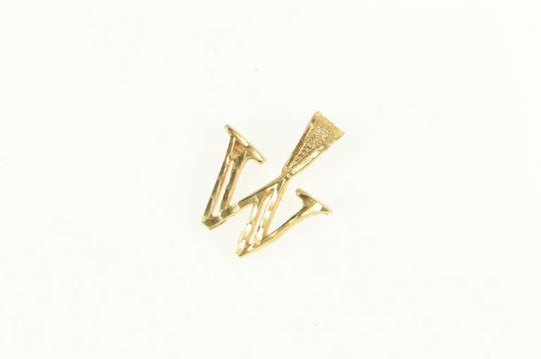 14K Yellow Gold W Diamond Cut Letter Initial Monogram Charm/Pendant