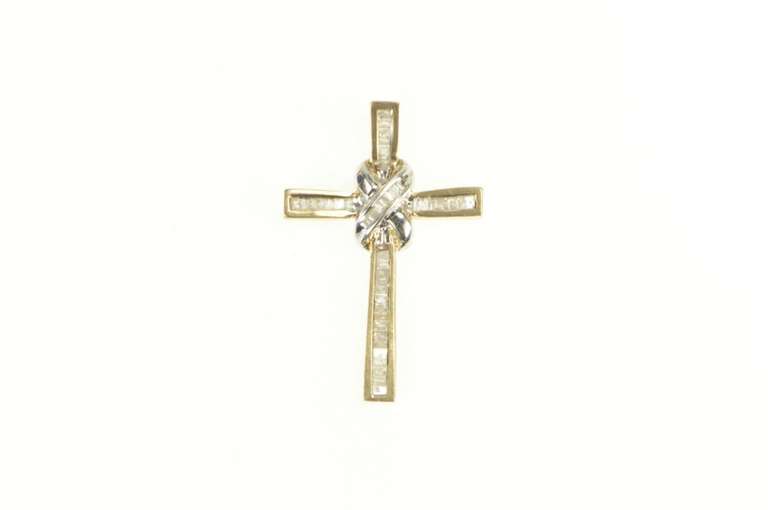 10K Yellow Gold 0.49 Ctw Diamond Encrusted Cross Christian Pendant