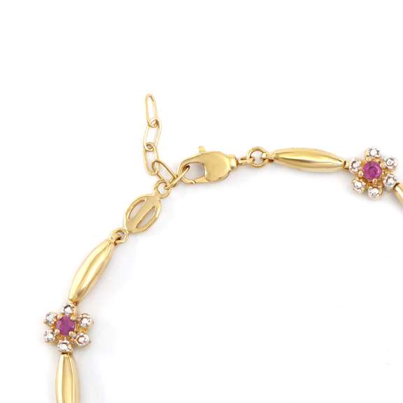 Plated 18KT Yellow Gold 1.25ctw Ruby and Diamond Bracelet