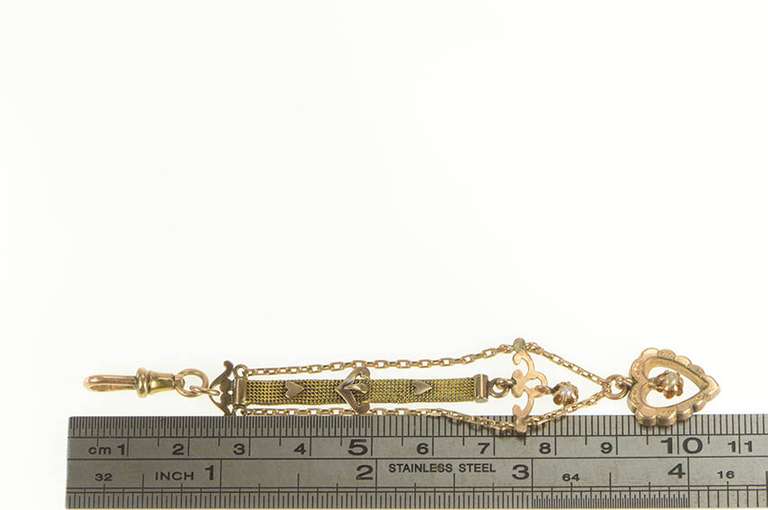 Victorian Ornate Heart Design Chain Watch Fob