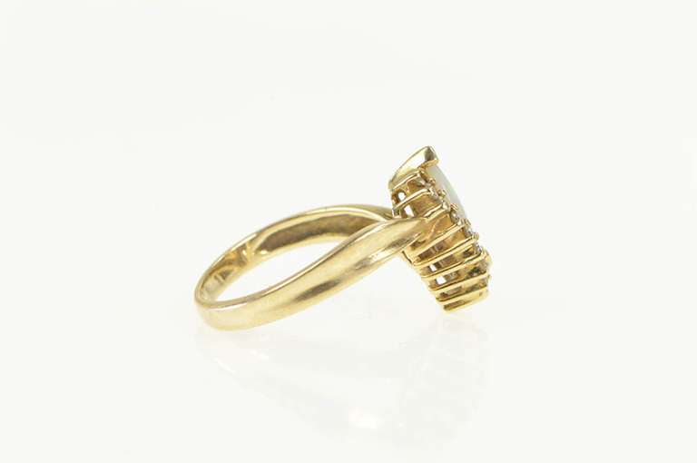 14K Yellow Gold Marquise Opal Diamond Accent Bypass Ring