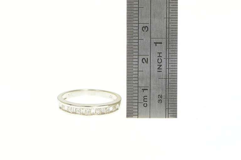 14K White Gold 0.58 Ctw Princess Baguette Diamond Band Ring