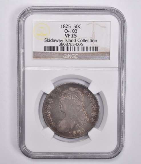 VF25 1825 Capped Bust Half Dollar O-103 Skidaway Island Collection NGC