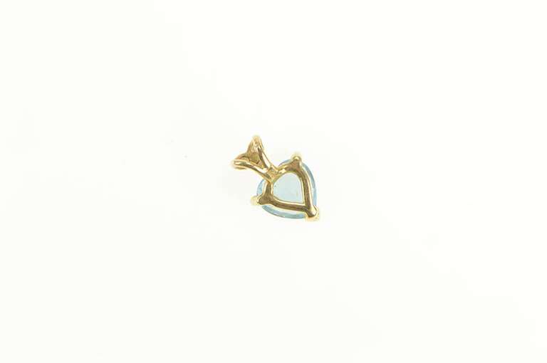 14K Yellow Gold Heart Blue Topaz Diamond Cluster Love Pendant