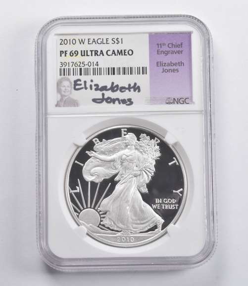 PF69 UCAM 2010-W American Silver Eagle Signed Jones NGC