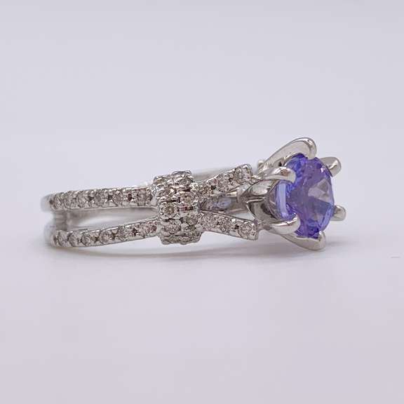 14kt Solid White Gold, Tanzanite, & Diamond Ring