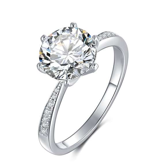 Ladies Sparkling 3 Ct White Fire Moissanite Ring