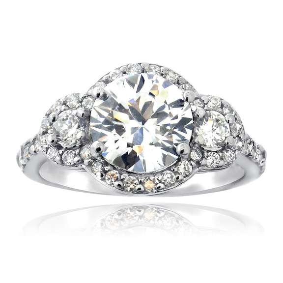 CZ Three Stone Ring in Sterling Silver