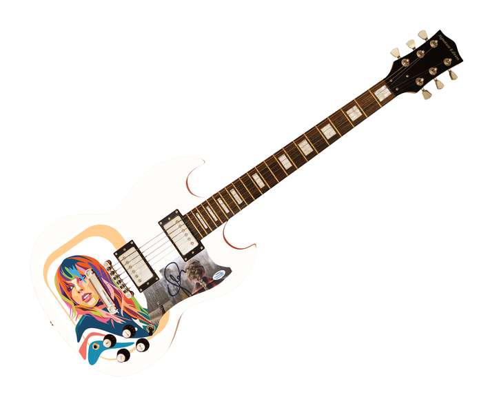 Taylor Swift Evermore Autographed Signed Custom Photo Graphics Guitar ACOA