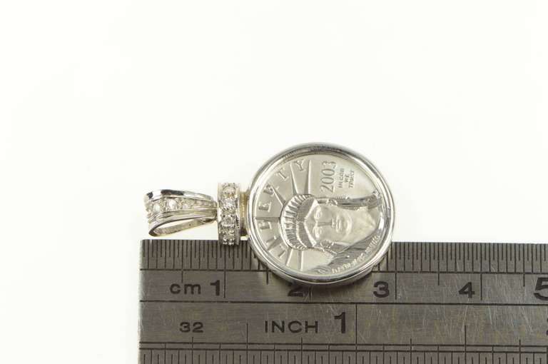 14K White Gold Diamond 1/10th Oz $10 Platinum Double Eagle Pendant