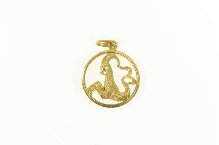 18K Yellow Gold 3D Capricorn Astrology Zodiac Sign Charm/Pendant