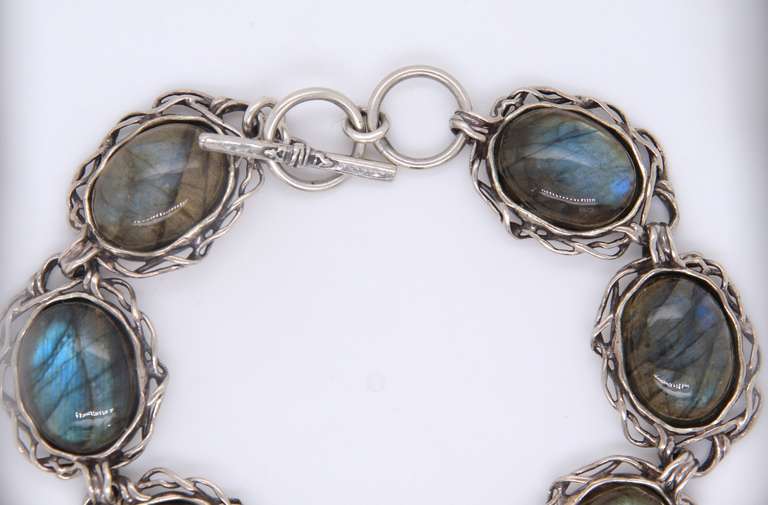 Vintage 925 Sterling Silver Israel Abalone Bracelet