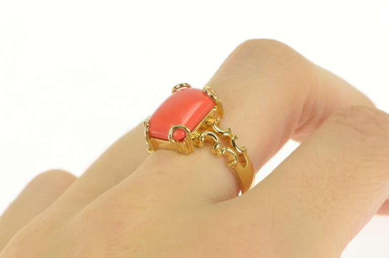 Gold Plated Sim. Coral Squared Badavici Retro Statement Ring