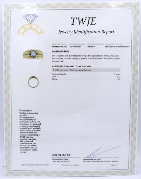 Delightful Yellow Gold Solitaire Diamond Ring