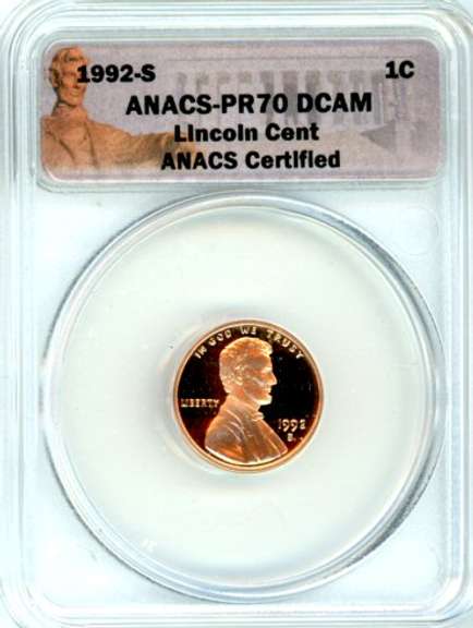 1992-S Lincoln Memorial Cent in ANACS PR70 DCAM