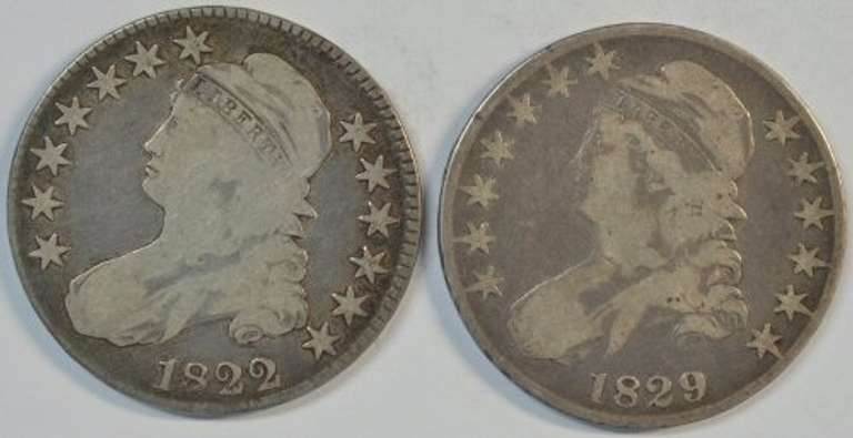 Scarcer 1822 & 1829 Capped Bust Half Dollars in circ