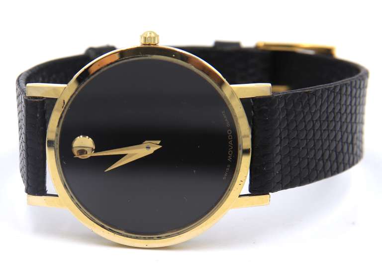Movado Museum Quartz Watch with Black Leather Strap