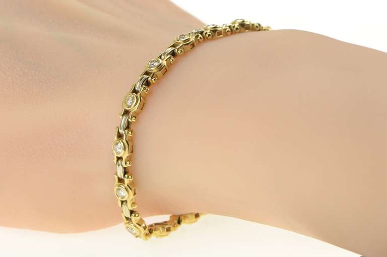 14K Yellow Gold 1.00 Ctw Diamond Classic Ornate Tennis Bracelet