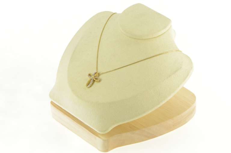 14K Yellow Gold 0.64 Ctw White & Yellow Diamond Cross Pendant