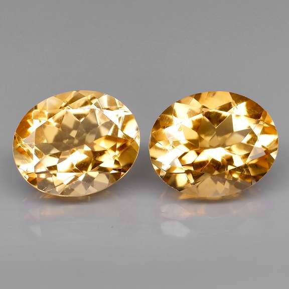 High fire 6.08ct golden yellow Citrine pair