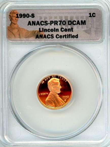 1990-S Lincoln Memorial Cent in ANACS PR70 DCAM