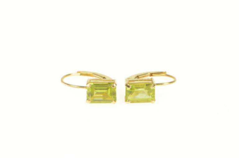 14K Yellow Gold Peridot Solitaire August Birthstone LeverBack Earrings