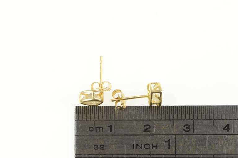 14K Yellow Gold Heart Cut Cubic Zirconia Solitaire Stud Earrings
