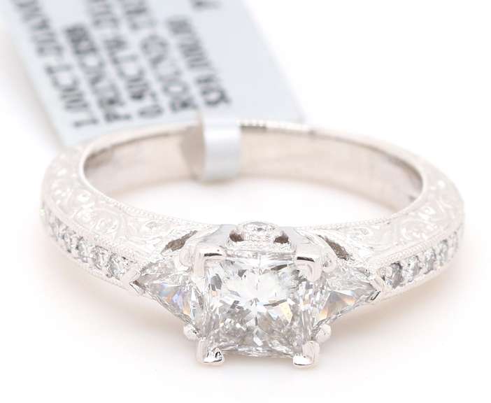 New 1.50ctw Princess Trillion and Round Diamond Straight Engagement Ring in Platinum