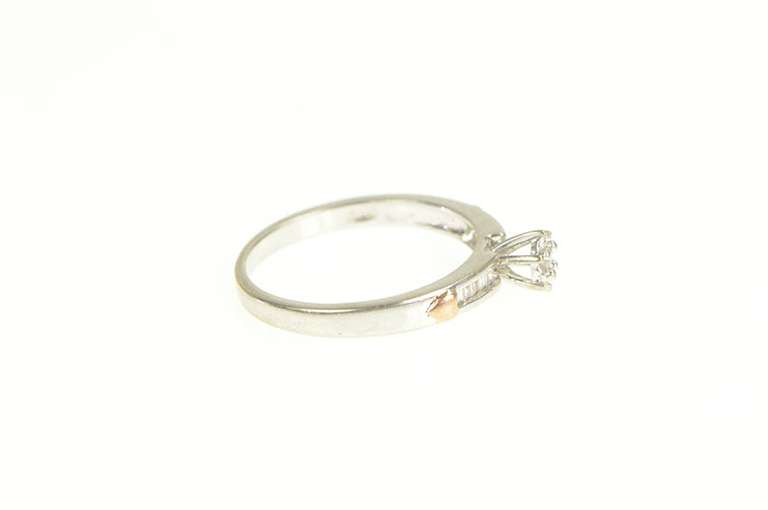 10K White Gold Diamond Classic Two Tone Simple Promise Ring