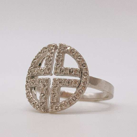14kt Solid White Gold & Diamond Ring