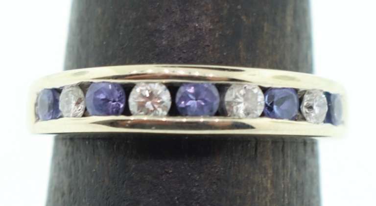 14kt Solid White Gold, Tanzanite, & Diamond Band Ring