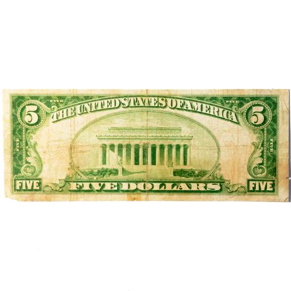 $5 1929 National Currency First National Bank Of Maine  Note