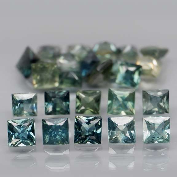 Heated only! 3.78ct princess cut Australian Sapphire set