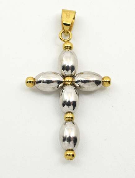 Stylish White & Yellow 18k Cross