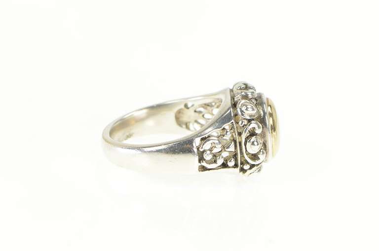 Sterling Silver Ornate Rococo Swirl Domed 14k Gold Filigree Ring