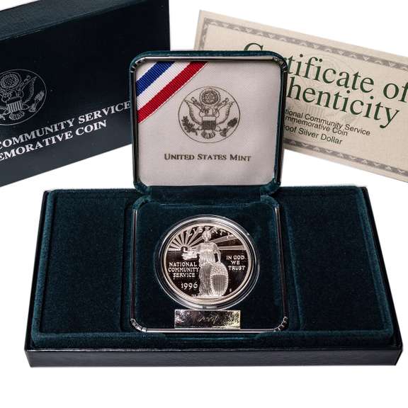 1996 Community Service Proof Silver Dollar OGP