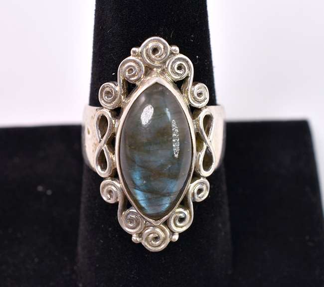 Blue Topaz Set In Sterling Silver
