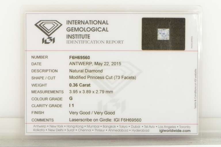 Platinum 0.36 Ct Princess Diamond Solitaire Engagement Ring