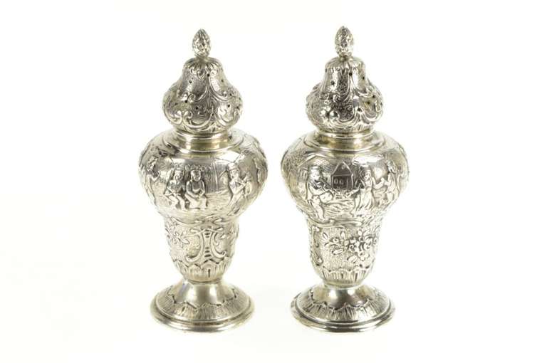 800 Silver 19th Century German Fairy Tail Salt Pepper Shaker