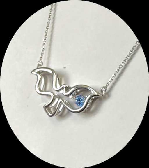 Sterling silver & Blue Center Dancing Stone Dove Pendant