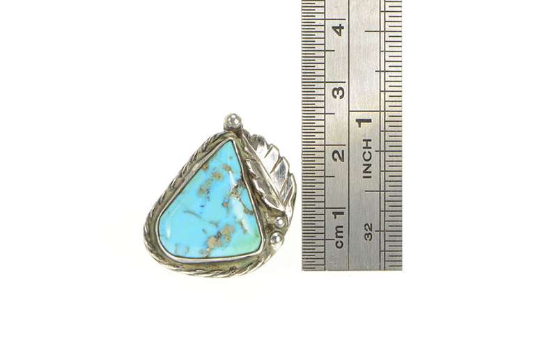 Sterling Silver Native American Turquoise Leaf Statement Ring