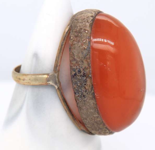 Vintage 925 Sterling Silver Amber Ring
