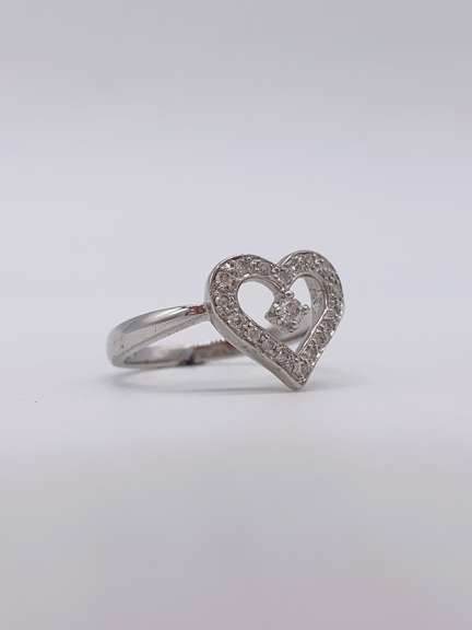 14kt Solid White Gold & Diamond Band Ring