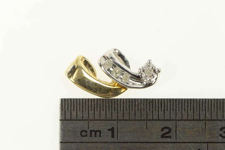 10K Yellow Gold Two Tone Diamond Twist Spiral Swirl Pendant