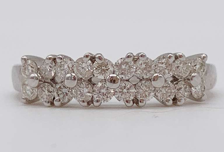14kt Solid White Gold & Diamond Band Ring