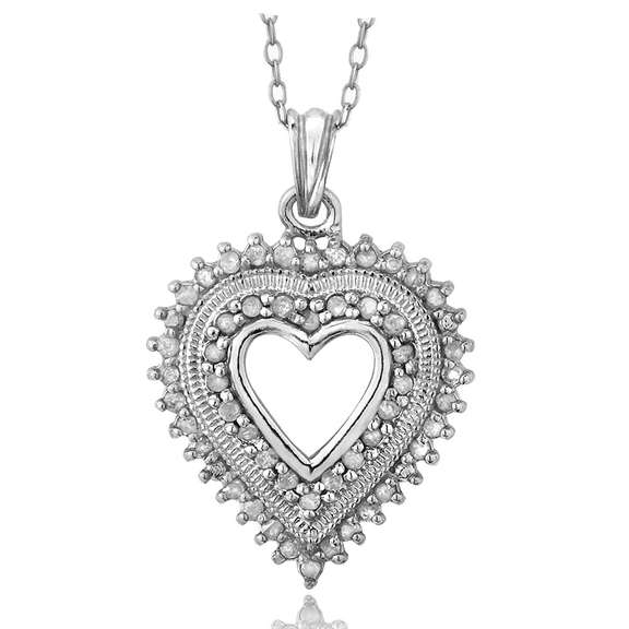 1/2ct Diamond Heart Necklace in Sterling Silver
