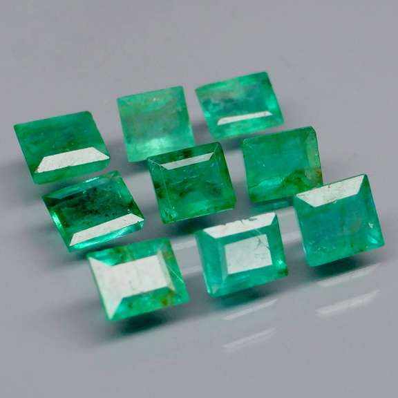 Mixed cut 2.91ct real Colombian Emerald set