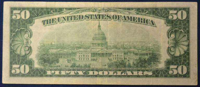 Series 1934 $50 Federal Reserve Note, Circulated.